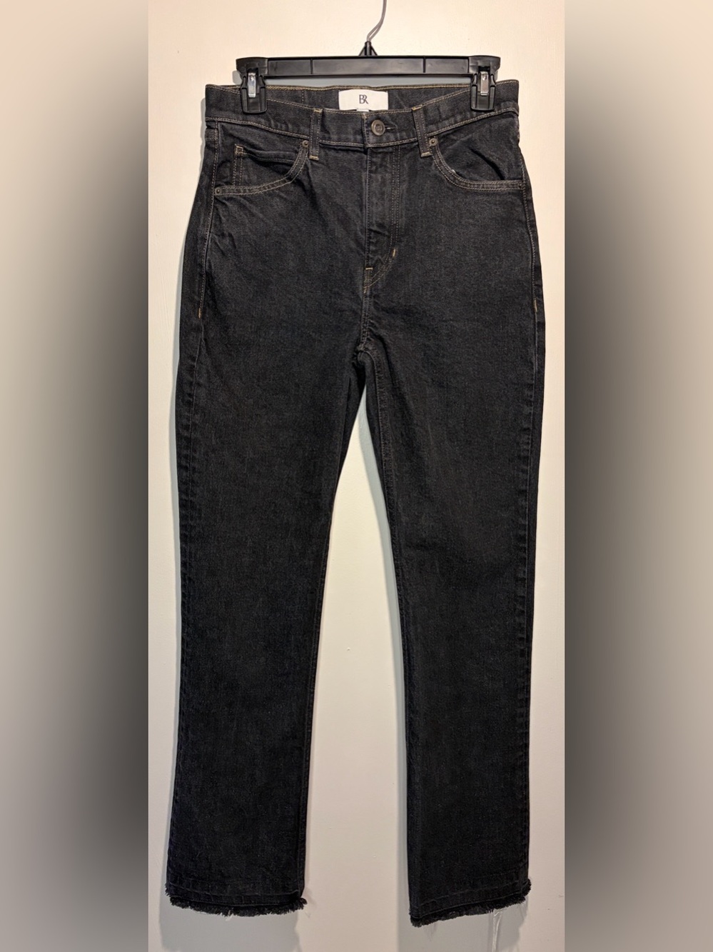 Banana Republic Stacked Bootcut Jeans Dark Denim Classic Fall Raw Hem SZ 27